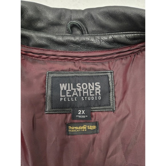 Wilson's Men's Leather Pelle Studio Mob Husband Long Coat 2XL Thinsulation - Picture 7 of 10